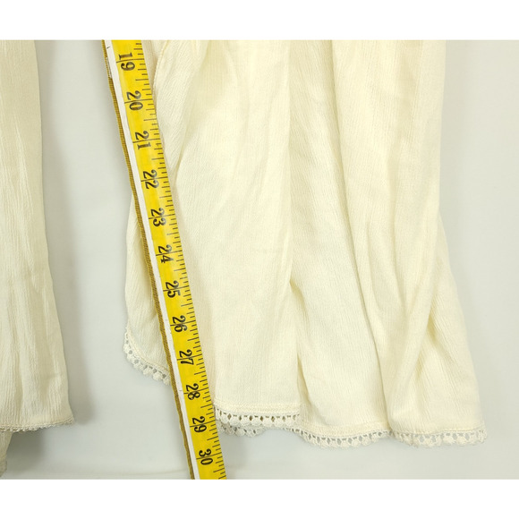 Chelsea 28 Ana Split Leg Pants Pull On Tassel Pale Yellow Women L Beachy Boho - Picture 6 of 12